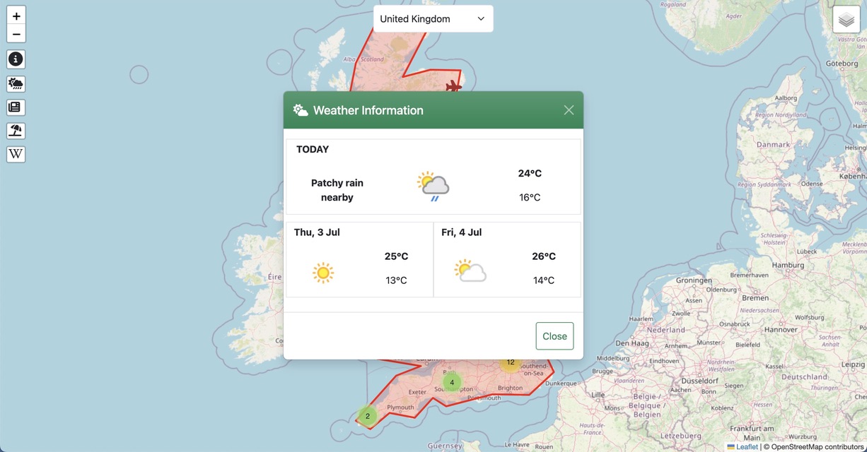 Gazetteer Weather Modals